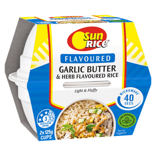 SunRice Microwave Garlic Butter & Herb Flavoured Rice Cups