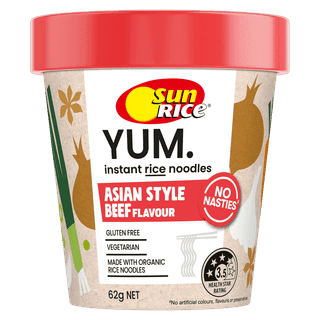 SunRice Yum Instant Rice Noodles Asian Style Beef Flavour
