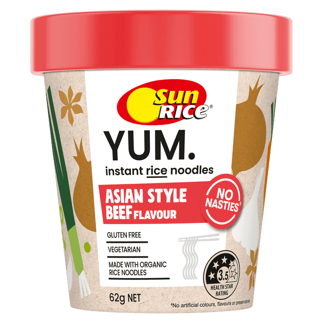 SunRice Yum Instant Rice Noodles Asian Style Beef Flavour image