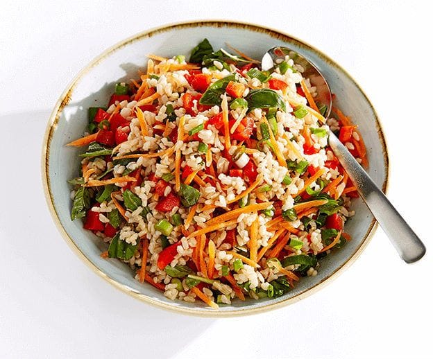 brown rice salad with soy sauce dressing Brown Rice Salad