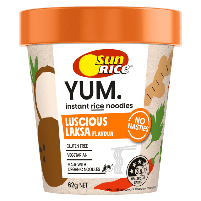 SunRice Yum Instant Rice Noodles Luscious Laksa Flavour image