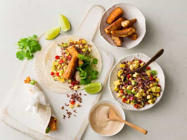 Photo of Fish Tacos with Red Rice Salad