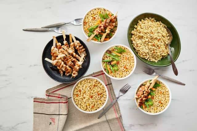 Photo of Chicken Style Rice with Honey Soy Chicken Skewers