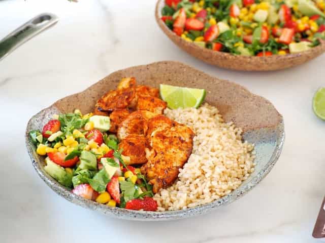 Photo of Portuguese Chicken with Brown Rice and Strawberry Salsa
