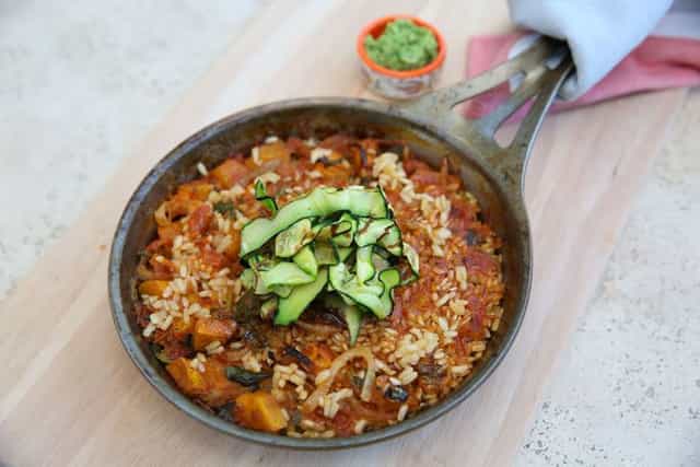 Photo of Roasted tomato risotto with grilled zucchini & rocket pesto