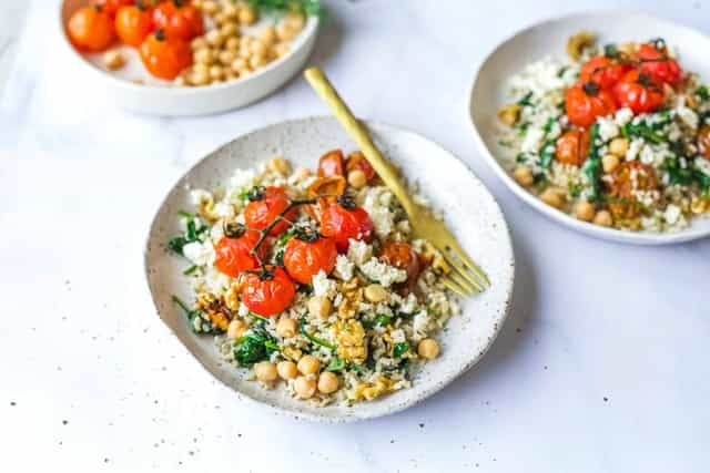 Photo of Warming Brown Rice, Spinach, Walnut & Feta With Baked Tomatoes